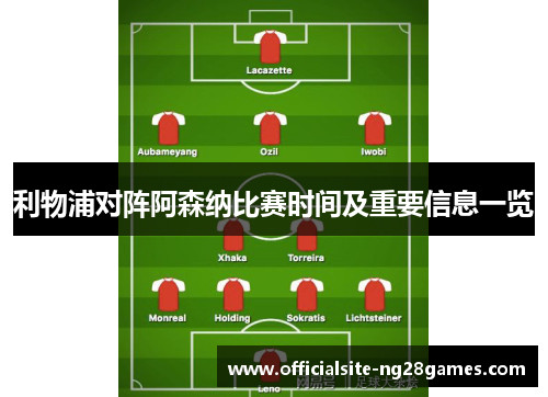 利物浦对阵阿森纳比赛时间及重要信息一览